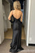 Sexy Black Spaghetti Straps Open Back Mermaid Long Party Dress Prom Dresses,WGP1744