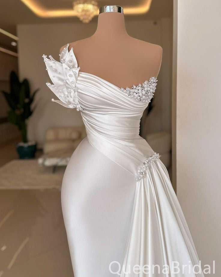 Gorgeous White Strapless Mermaid Evening Gown Long Evening Party Prom Dresses, WGP1271