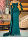 Elegant Green Spaghetti Straps Pleats Panel Train Long Mermaid  Evening Prom Dresses ,WGP402