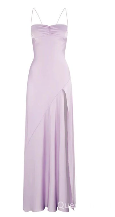 Gorgeous Lilac Spaghetti Straps Side Slit Sheath Party Dress Long Prom Dresses to Impress ,WGP1660