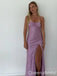 Gorgeous Lilac Spaghetti Straps Side Slit Sheath Party Dress Long Prom Dresses to Impress ,WGP1660