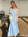 Sexy Strapless Light Blue Sheath Long Party Dress Long Prom Dresses to Impress ,WGP1457