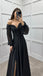 Black Sweetheart Long Sleeves A-line Long Prom Dresses to Impress with Slit ,WGP1362