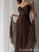 Gorgeous Shiny Brown Spaghetti Straps A-line Party Dress Long Prom Dresses to Impress ,WGP1661