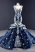 Blue Sweetheart Embroidery Sleeveless Lace up Back Mermaid Ball Gown Party Dress Long Prom Dresses to Impress ,WGP1490