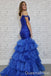 Sparkle Blue Spaghetti Straps Ruffles Mermaid Evening Gown Long Evening Party Prom Dresses, WGP1274