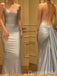 Stylish Blue Spaghetti Straps Open Back V Neck Long Party Dress Long Prom Dresses to Impress ,WGP1411