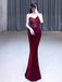 Sexy Unique Dark Red Sweetheart Sleeveless Pleats Mermaid Evening Long Prom Dresses,WGP462