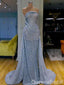 Sparkle Blue Sheath Evening Gown Long Evening Party Prom Dresses, WGP1276