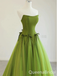 Green Strapless A-line Lace up Back Party Dress Long Prom Dresses to Impress ,WGP1493