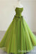 Green Strapless A-line Lace up Back Party Dress Long Prom Dresses to Impress ,WGP1493