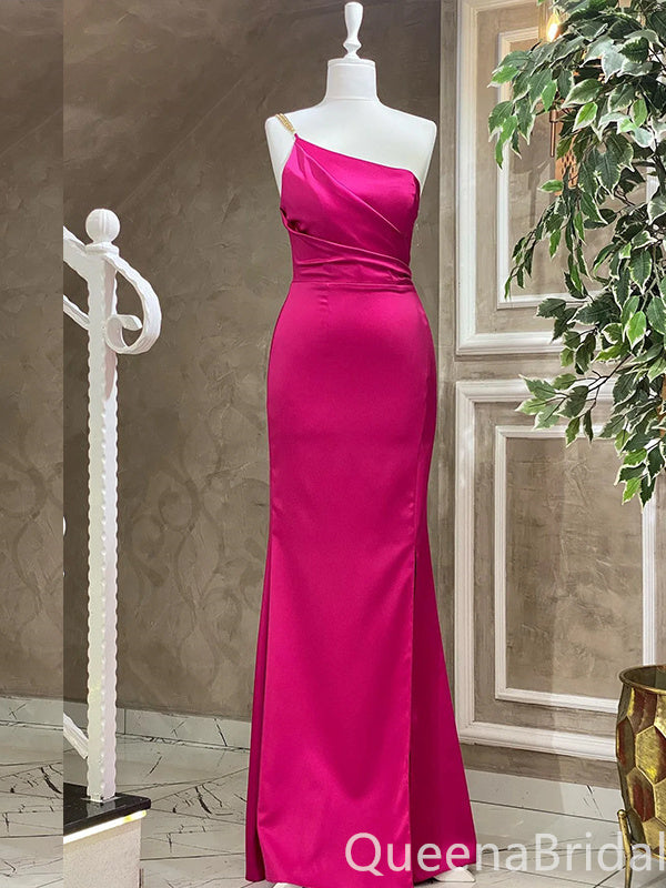 Sexy Hot Pink One Shoulder Mermaid Party Dress Long Prom Dresses to Impress ,WGP1462