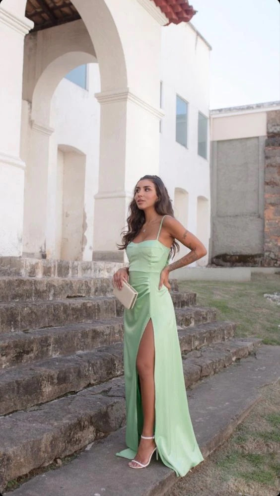 Sexy Sage Green Mermaid Spaghetti Straps Party Prom Dresses,Evening Dresses,WGP364