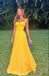 Simple Yellow A-line Straps Party Prom Dresses,Evening Dresses Online,WGP351