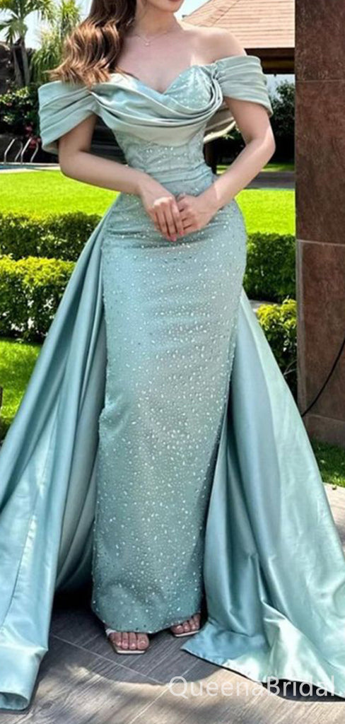 Elegant Sexy Off Shoulder Beading Evening Gown Long Prom Dresses ,WGP632