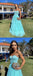 Blue Strapless Sweetheart Sheer Corset A-line Long Prom Dresses to Impress ,WGP1367