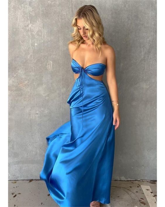 Unique Royal Blue Sleeveless Lace Up Back A-Line Evening Prom Dresses,WGP466