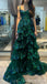 Sparkle Green Sweetheart A-line Tiered Evening Gown Long Evening Party Prom Dresses  WGP1280