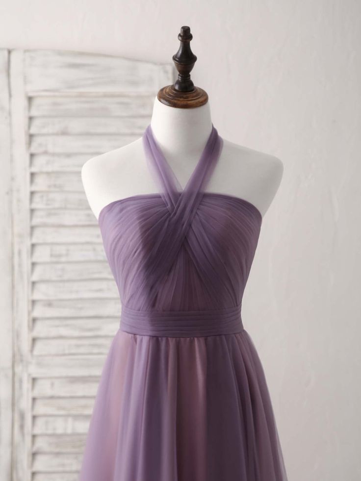 Elegant Halter Grape High Low A-line Long Party Dress Prom Dresses,WGP1751