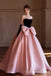 Stunning Black and Pink Strapless A-line Ball Gown Party Dress Long Prom Dresses to Impress ,WGP1499