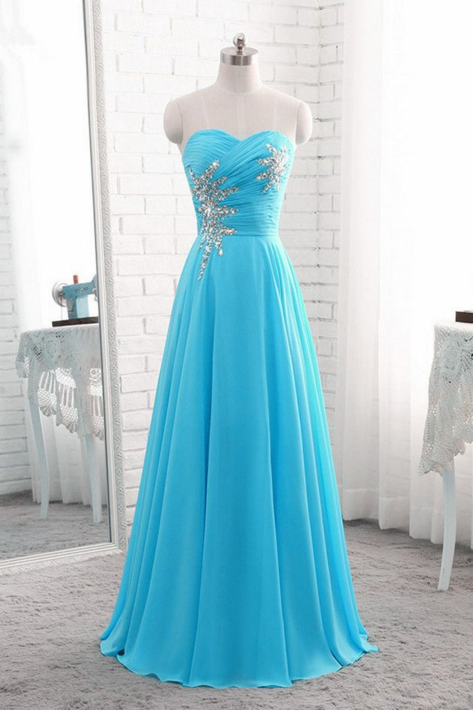 Gorgeous Strapless Sweetheart Beaded Lace up Back A-line Long Party Dress Prom Dresses,WGP1752