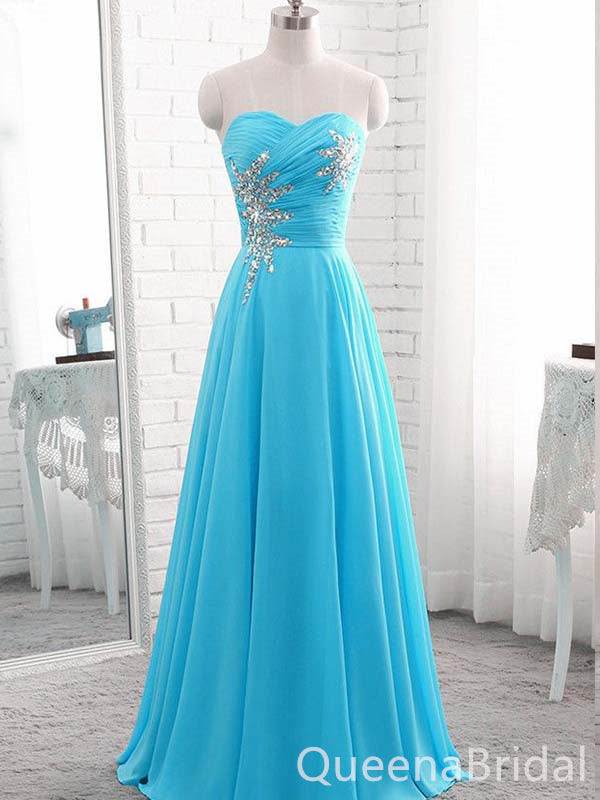 Gorgeous Strapless Sweetheart Beaded Lace up Back A-line Long Party Dress Prom Dresses,WGP1752