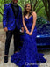 Shiny Blue Mermaid Strapless Party Dress Long Prom Dresses to Impress ,WGP1569