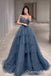 Shiny Blue Tiered Fluffy A-line Party Dress Long Prom Dresses to Impress ,WGP1500