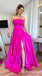 Gorgeous Strapless A-line Side Slit Party Dress Long Prom Dresses to Impress ,WGP1672