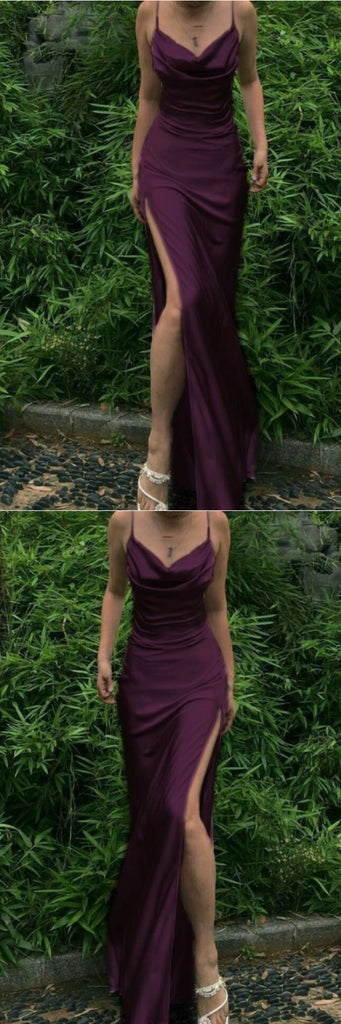 Elegant Spaghetti Straps V Neck Sheath Party Dress Long Prom Dresses to Impress ,WGP1571