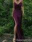 Elegant Spaghetti Straps V Neck Sheath Party Dress Long Prom Dresses to Impress ,WGP1571