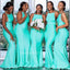 Mismached Elegant Green Square Simple Cheap Mermaid Long Bridesmaid Dresses , BDS0214