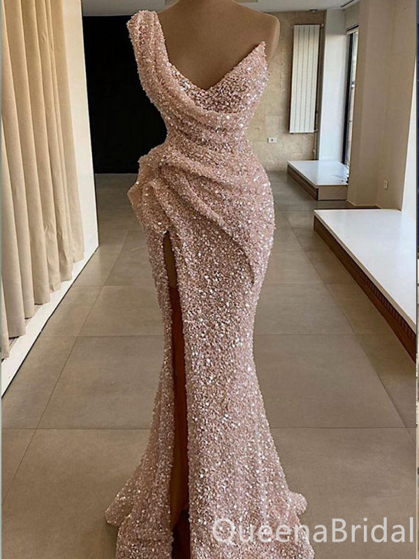 Gorgeous Sexy Sparkle Mermaid Evening Gown Long Formal Dresses Prom Dresses with High Slit,WGP772