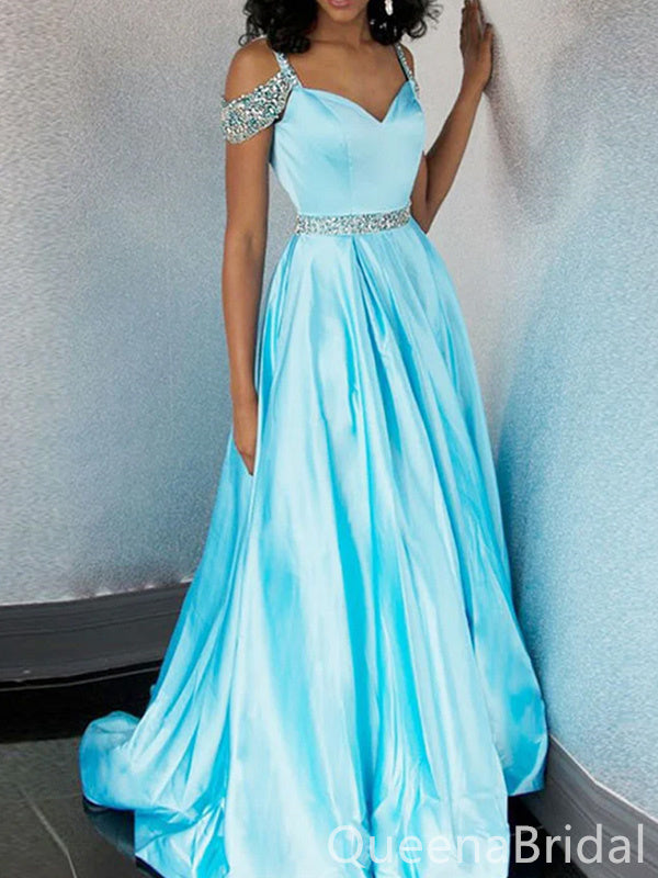 Sexy Elegant Beading A-line Ruched Sweetheart Evening Gown Long Prom Dresses  ,WGP666