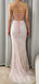 Elegant Light Pink Spaghetti Strap Mermaid Sequins Side Slit Lace Up Back Long Evening Prom Dresses,WGP420