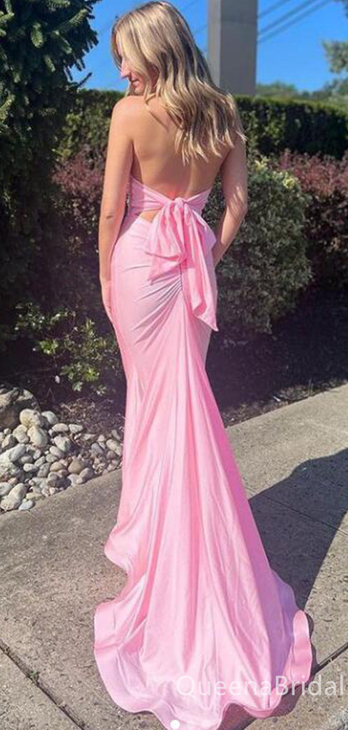 Deep V-neck Mermaid Open Back Evening Gown Long Prom Dresses ,WGP615