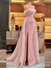 Shiny Pink Off Shoulder Mermaid Side Slit Long Party Dress Prom Dresses,WGP1763