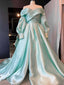 Elegant Blue Strapless Long Sleeves A-line Long Party Dress Prom Dresses,WGP1761