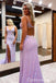 Sparkle Lilac Plunging Mermaid Evening Gown Long Evening Party Prom Dresses with Slit ,WGP1292