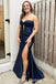 Elegant Strapless Sweetheart Mermaid Side Slit Party Dress Long Prom Dresses to Impress ,WGP1684