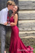 Sexy Red V Neck Mermaid Long Party Dress Long Prom Dresses to Impress with Ruffles ,WGP1418