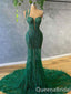 Stunning One Shoulder Mermaid Green Party Dress Long Prom Dresses to Impress ,WGP1582