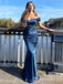 Sexy Off-the-shoulder Sweetheart Mermaid Blue Evening Gown Long Formal Dresses Prom Dresses , WGP752