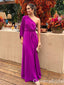 Elegant Long Sleeves One Shoulder Evening Party Dress Long Prom Dresses to Impress ,WGP1381