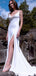 Elegant White Strapless Spaghetti Strap V Neck Mermaid Side Slit Long Wedding Dresses,WGP475