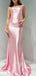 Elegant Pink Soft Satin Simple Halter Lace Up Back Mermaid Long Evening Prom Dresses,WGP505