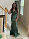 Sexy Dark Green Mermaid Appliques  Pleats Long Evening Prom Dresses,WGP421