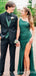 Sexy Elegant Green High Slit Evening Gown Long Prom Dresses ,WGP634