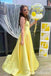 Elegant Yellow Spaghetti Straps A-line Party Dress Long Prom Dresses to Impress ,WGP1382