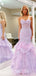 Sexy Strapless Tiered Tulle Lace Appliques Evening Gown Long Prom Dresses ,WGP606